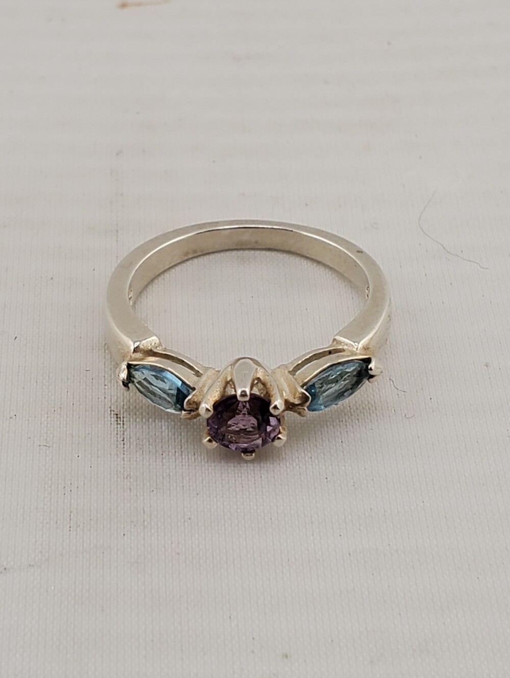 Sterling Amethyst Blue Topaz Ring 6.75
